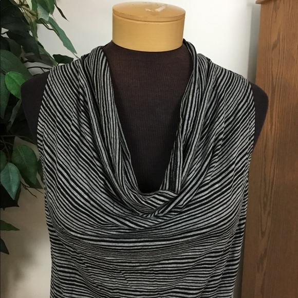 Mossimo XXL sleeveless cowel neck black gray stripe - Picture 2 of 9